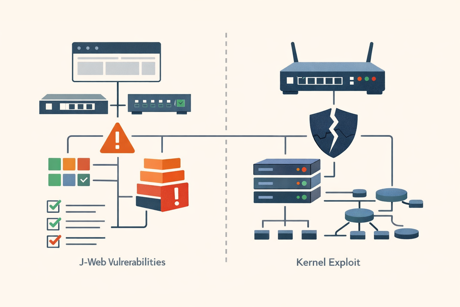 Juniper Junos OS has six KEV entries and two separate attack surfaces